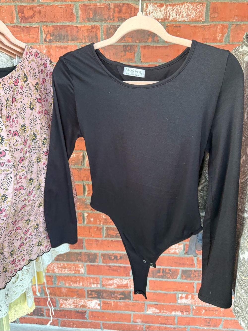 Black Long-Sleeve Scoop-Neck Bodysuit
